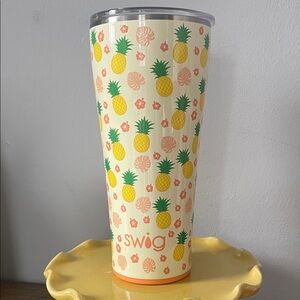 Pineapple Print Tumbler - Cream and Yellow